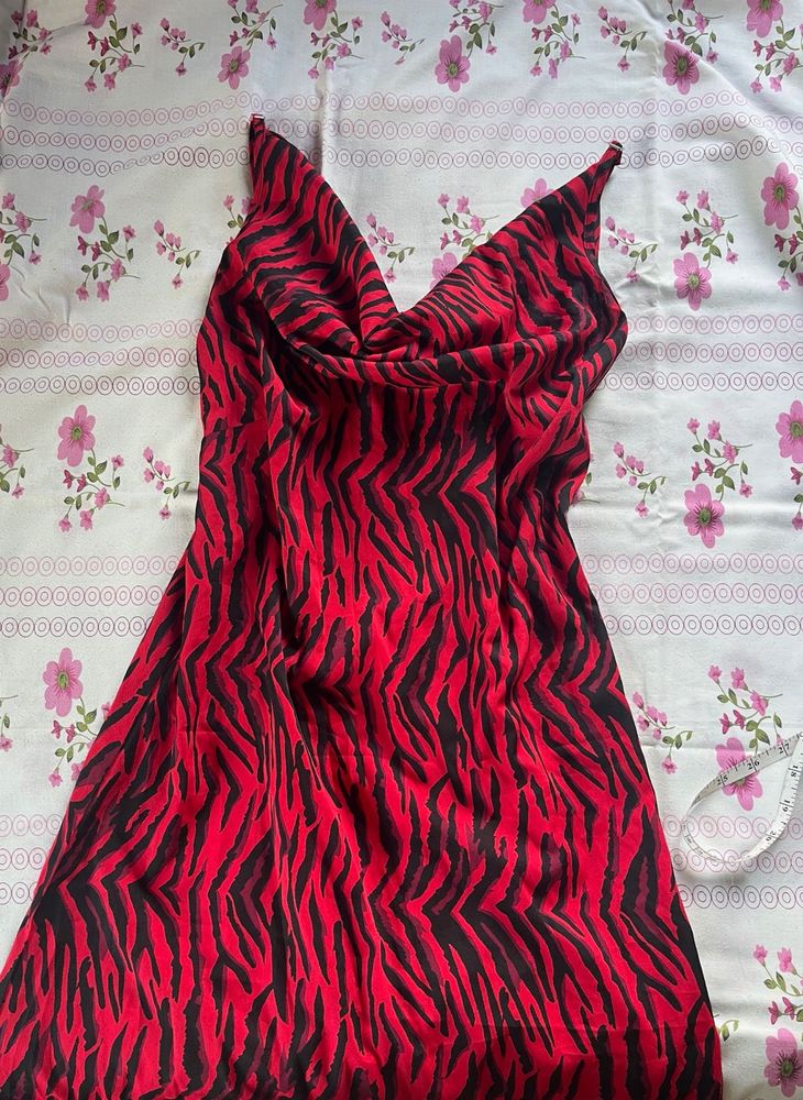 Red Tiger Print Slip Dress