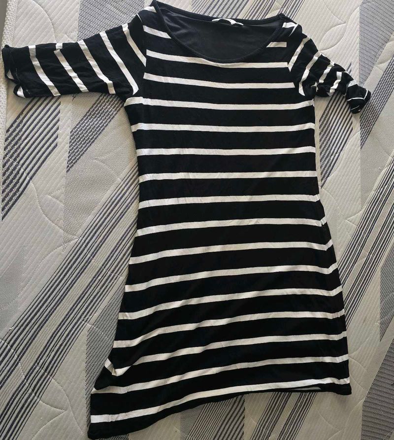 Striped Black &amp; White Casual Dress
