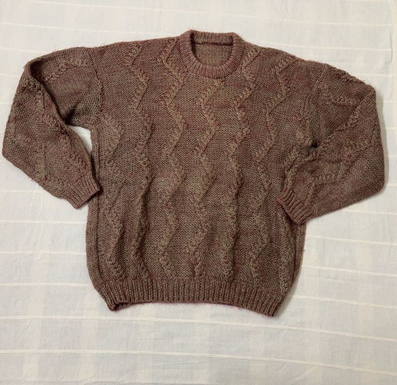 Unisex Handmade Brown Wool Sweater