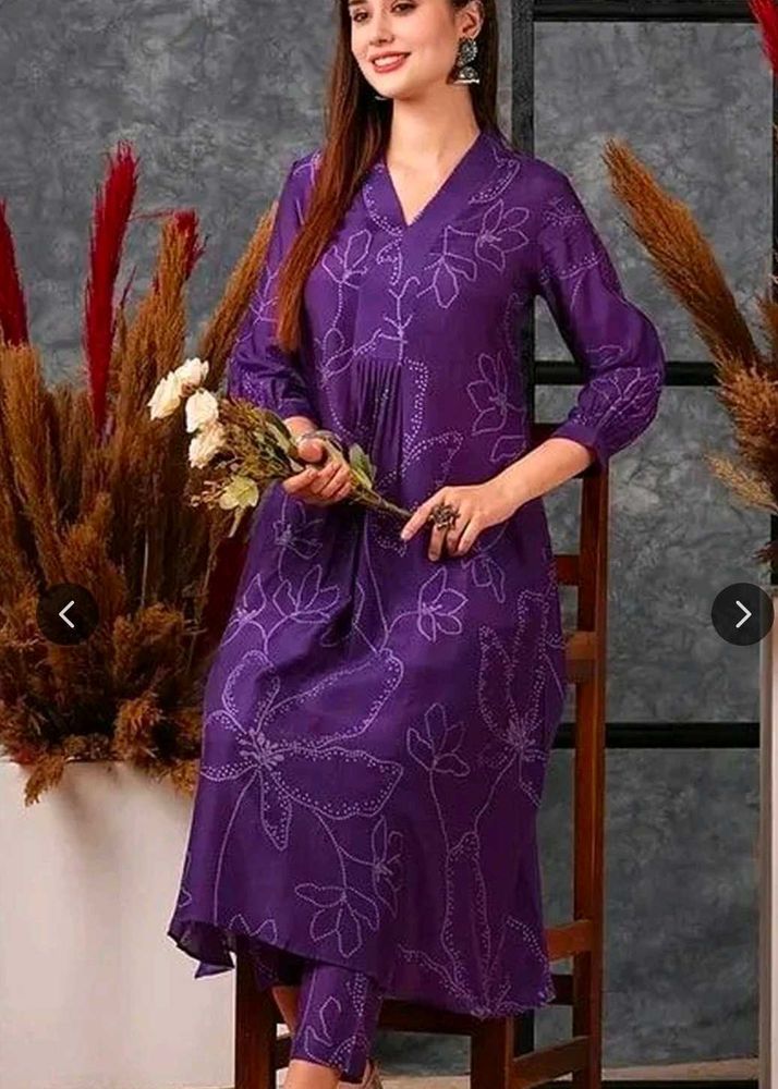 Elegant Purple Floral Kurta Set