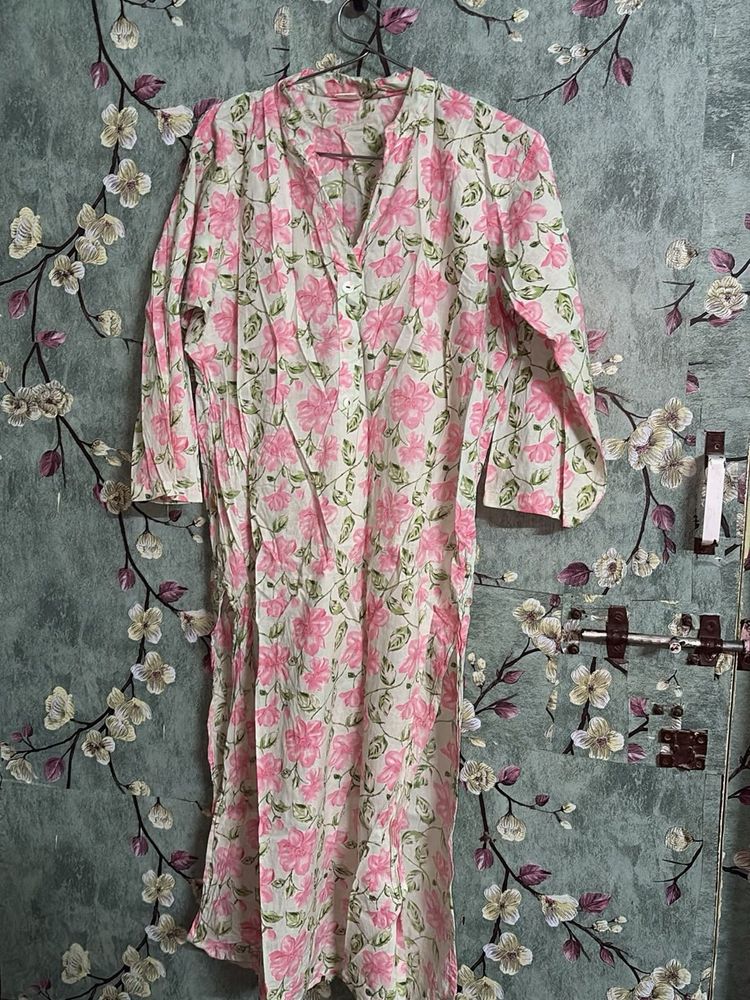 Floral Print Cotton Kurta