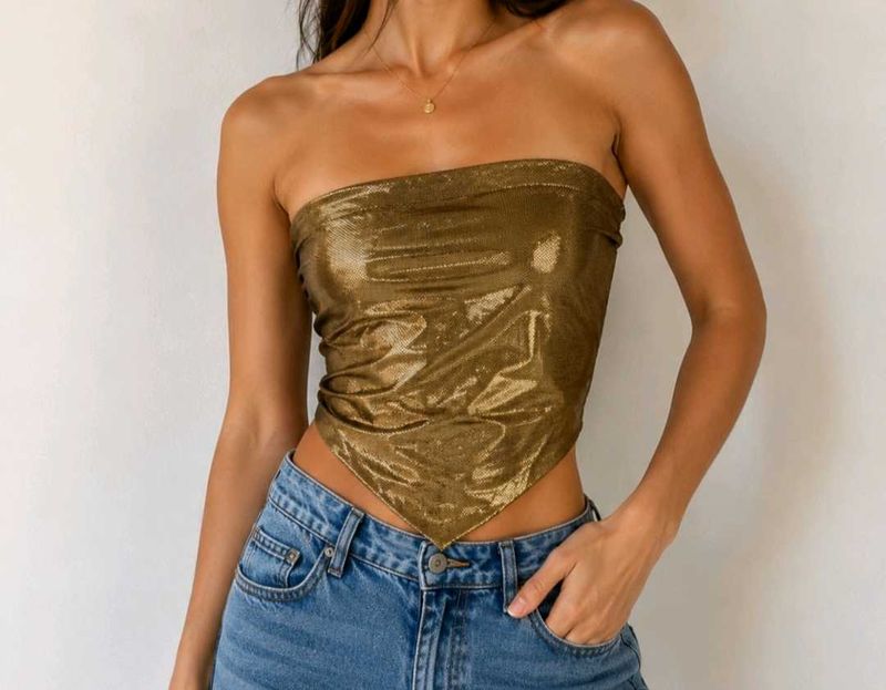 Metallic Gold Bandeau Top