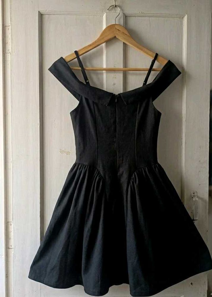 Black Off-Shoulder Fit &amp; Flare Dress