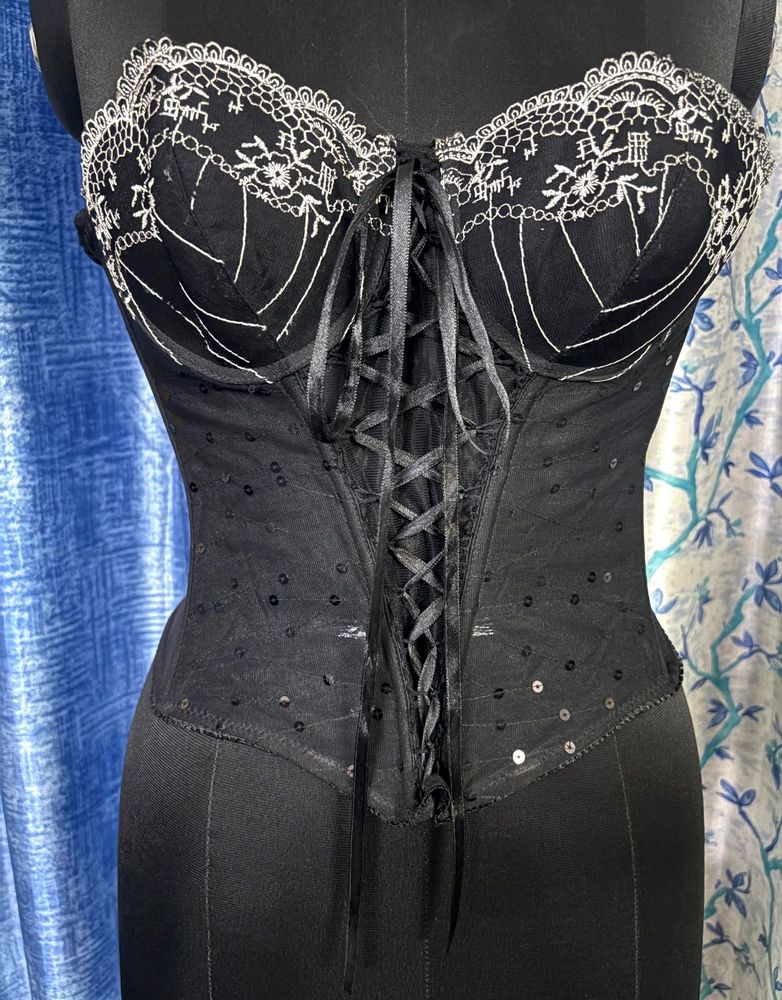 Black Corset with Sequins &amp; Lace