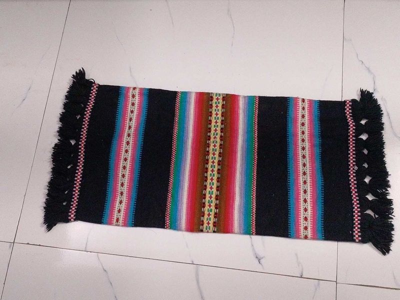 Boho Colorful Striped Accent Rug.