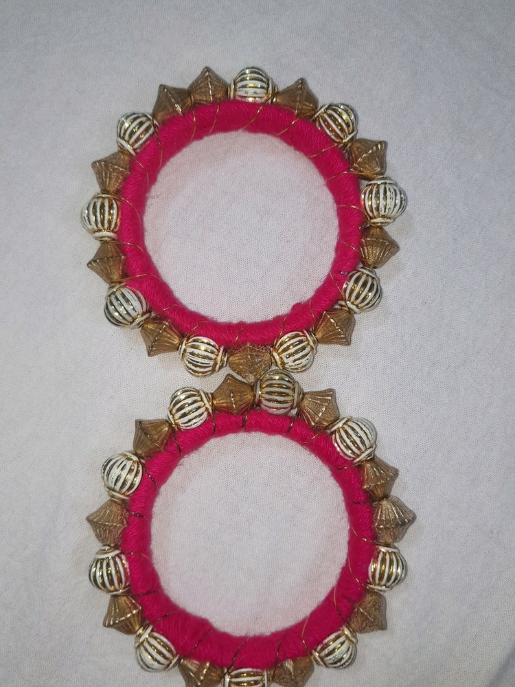 Pink Beaded Bangles
