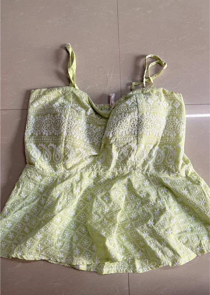 Chikankari Embroidered Peplum Top