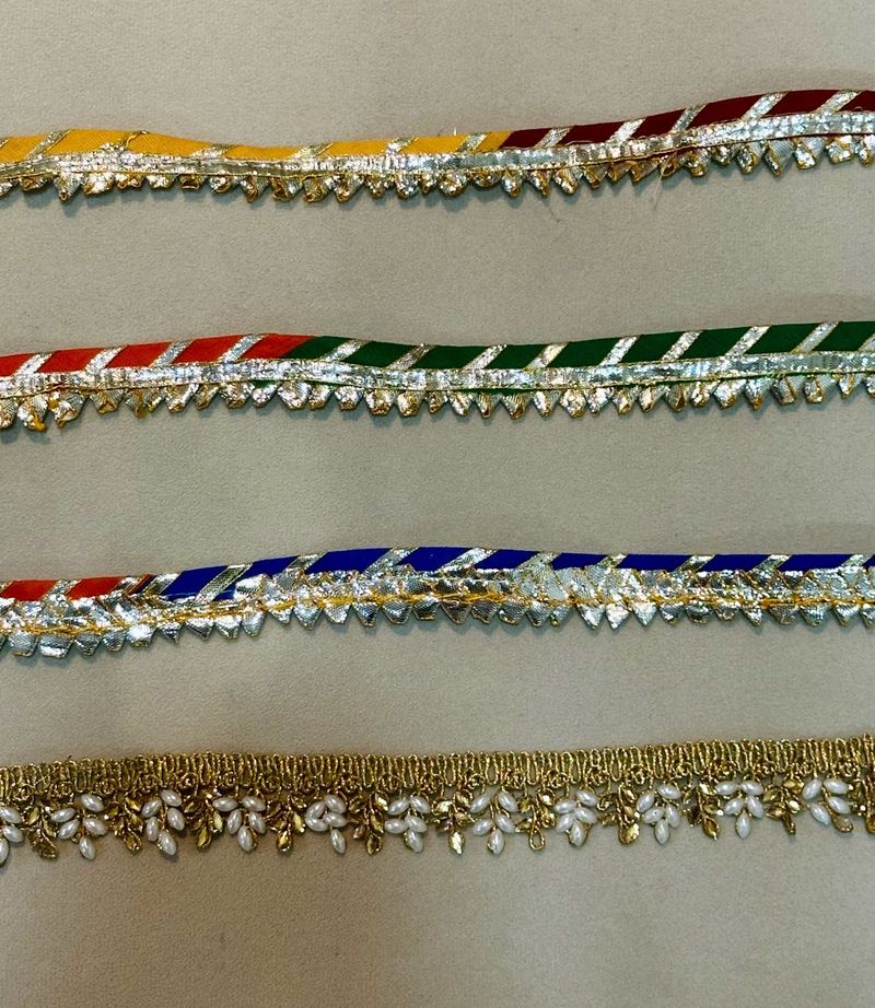 COMBO of Pearl Zari Embellished &amp;Colorful Laces
