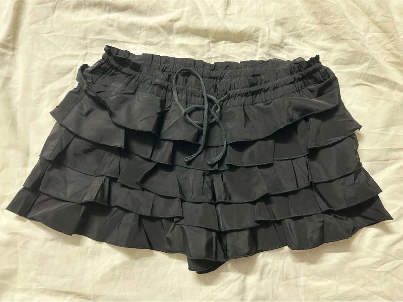 Black Ruffled Mini Skirt