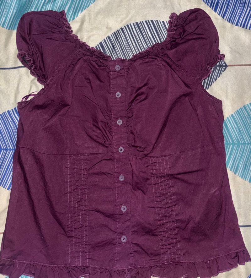 Cute Ruffled Off-Shoulder Top