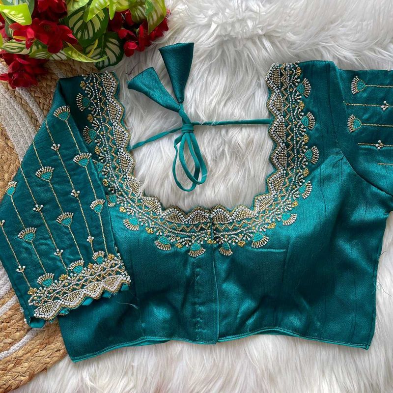 Stunning Teal Embroidered Blouse