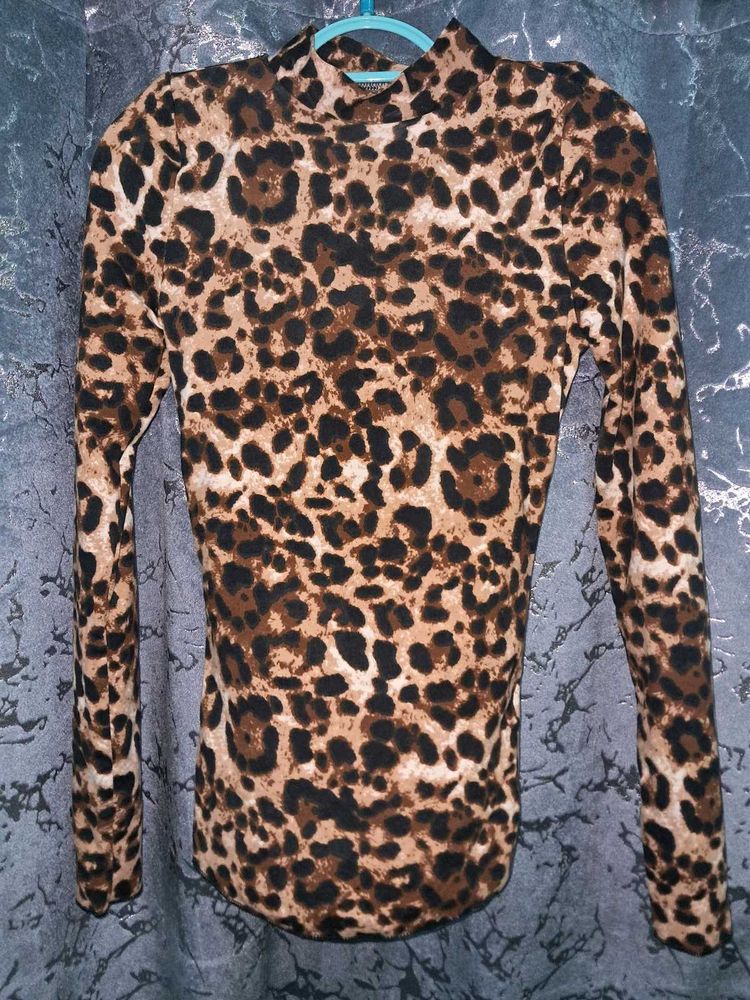 Leopard Print Long Sleeve Top