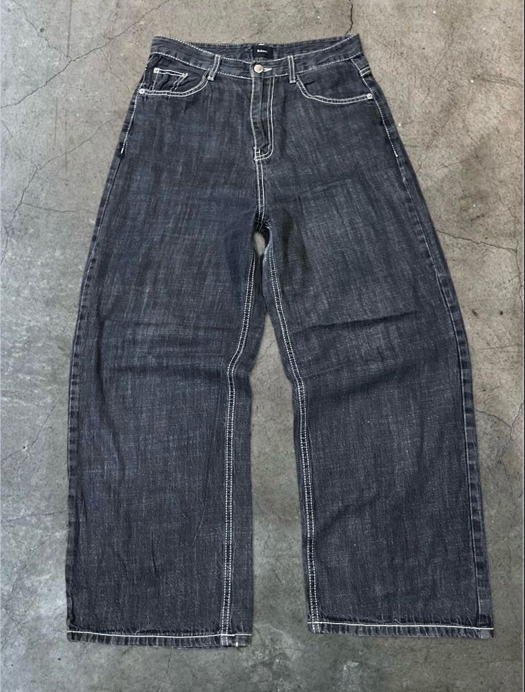 Wide Leg Black Denim Jeans