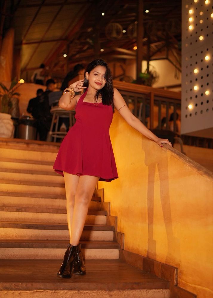 Chic Red Halter Neck Mini Dress