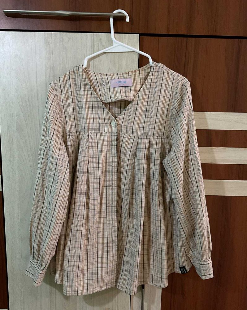 Cute Plaid Long Sleeve Top