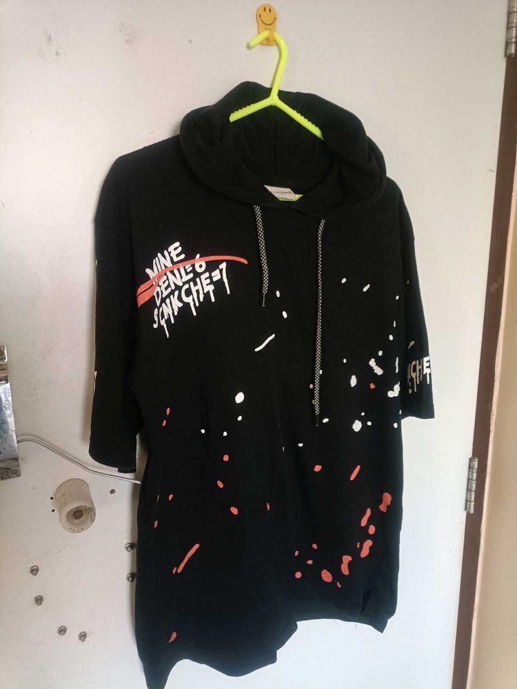 Hooded Cotton Tshirt Black