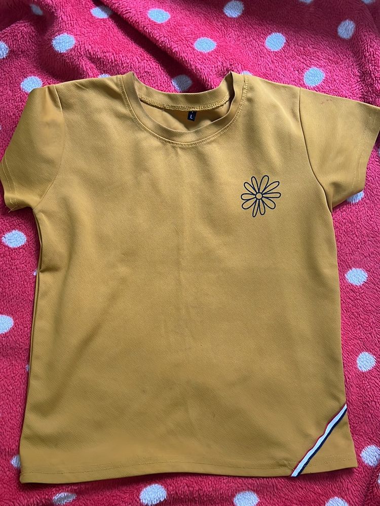 Cotton  Honeycomb Knitted Yellow Top