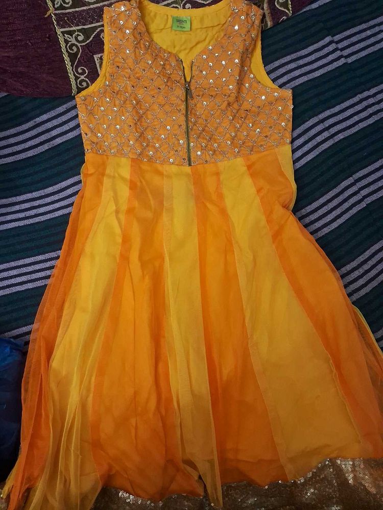 Yellow-Orange Kurti For Kids