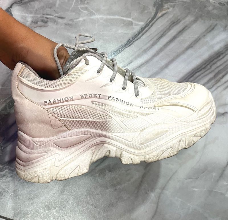 Chunky White Fashion Sneakers