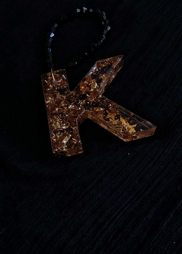 Letter K Resin Keychain