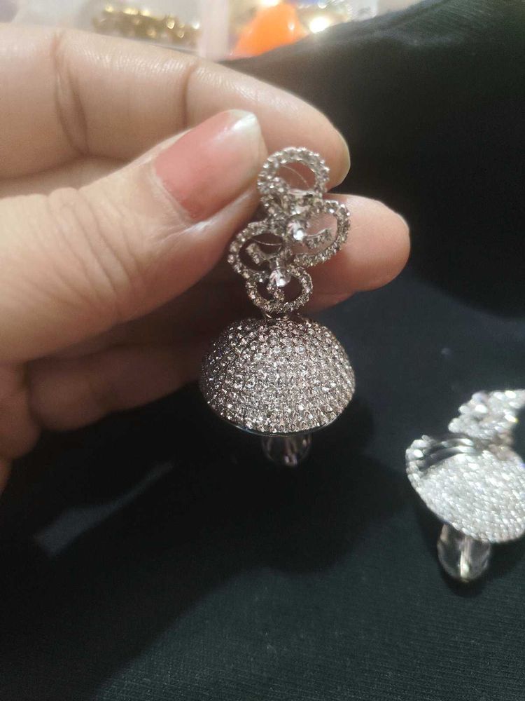 ✨💖Stunning AD Crystal Jhumka Earrings