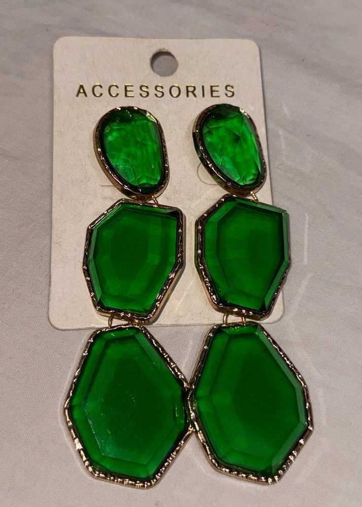 Emerald Green Gemstone Drop Earrings