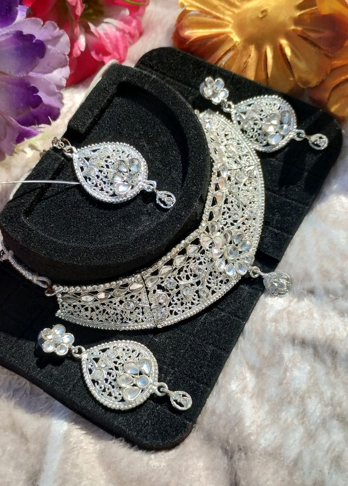 🆕"Luxury Radiance" American Diamond Jewellery Set