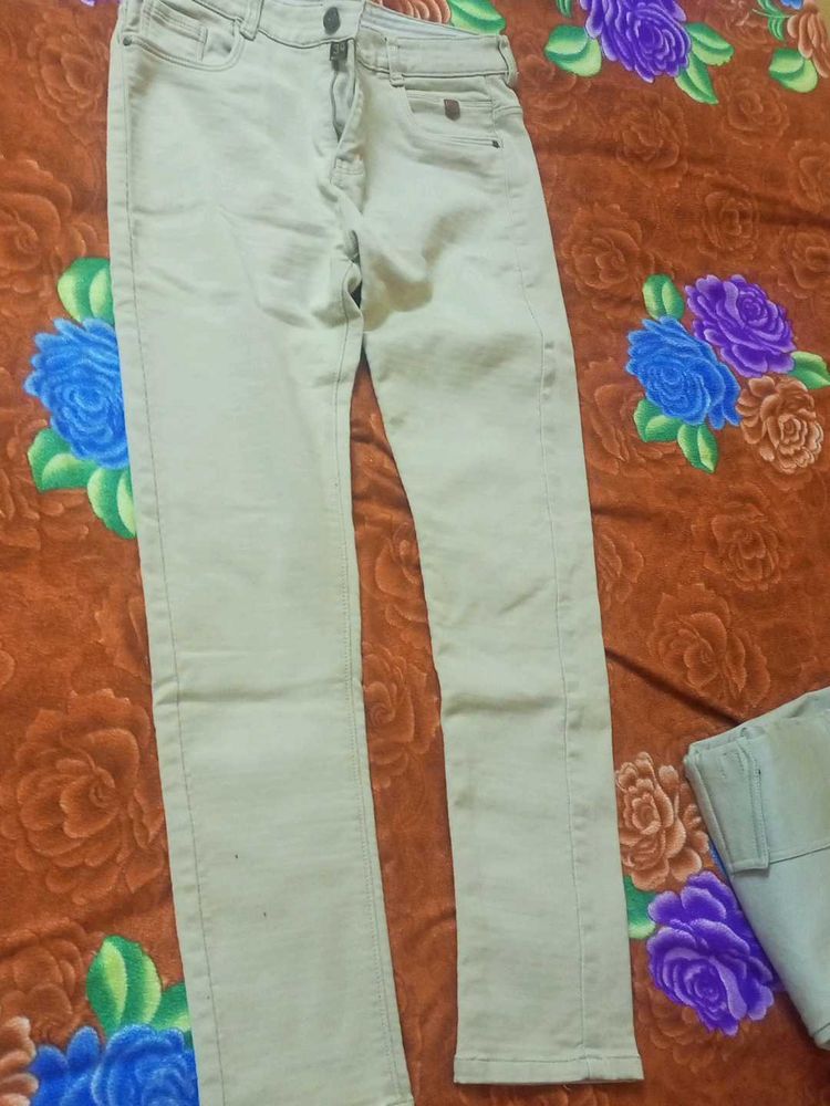 Stylish Beige Denim Jeans