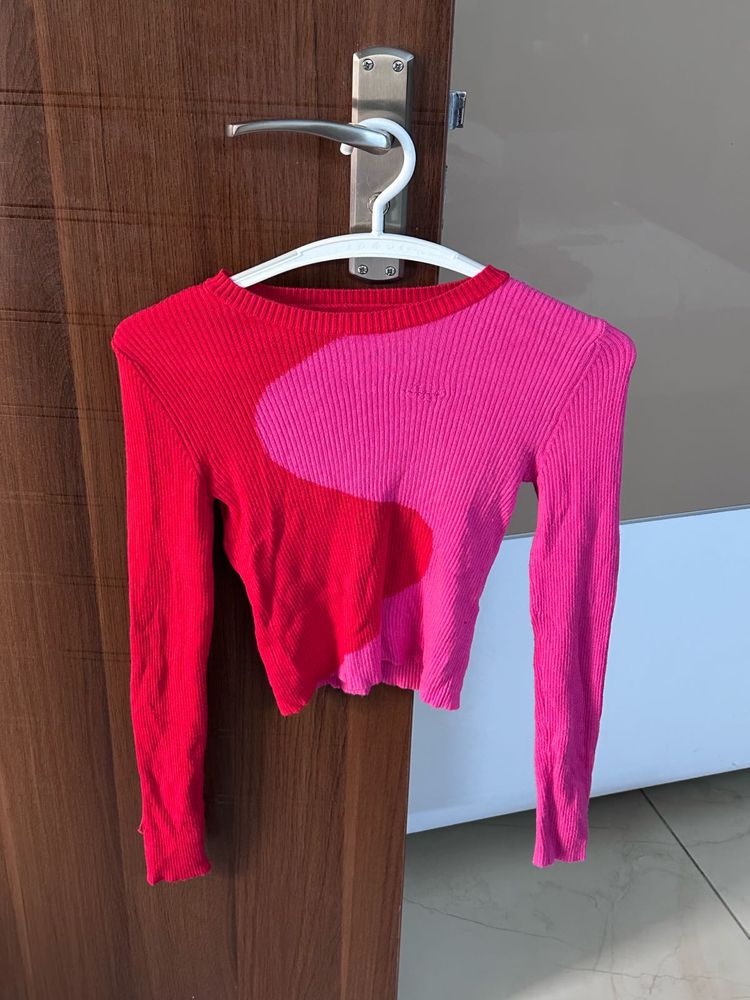 Colorblock Ribbed Knit Top