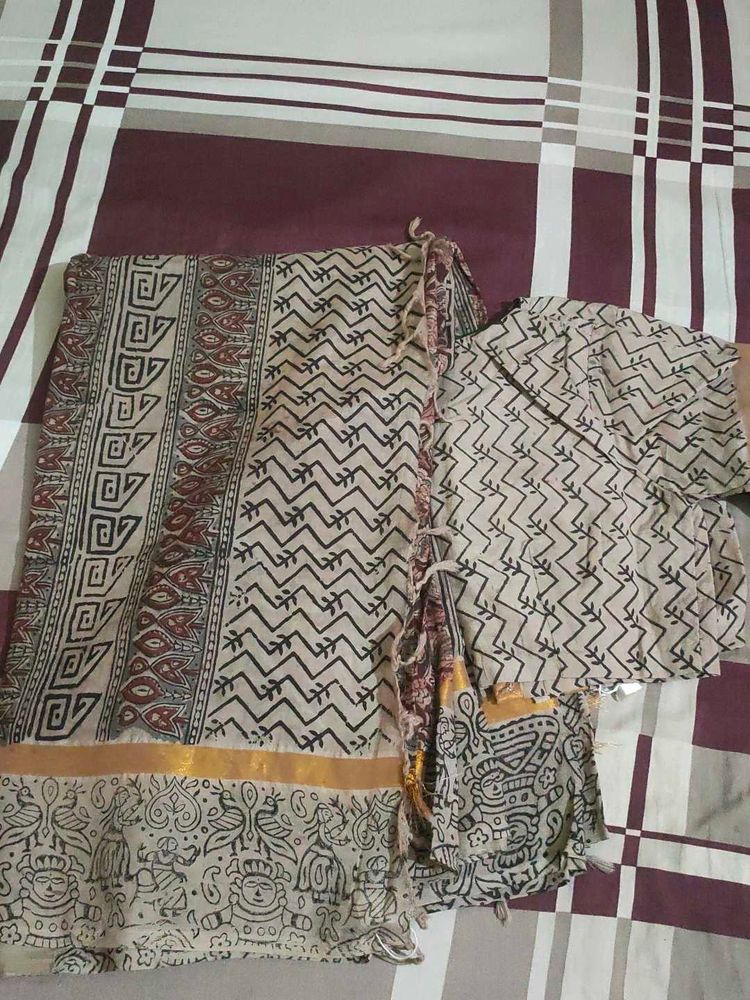pure silk kalamkari design saree