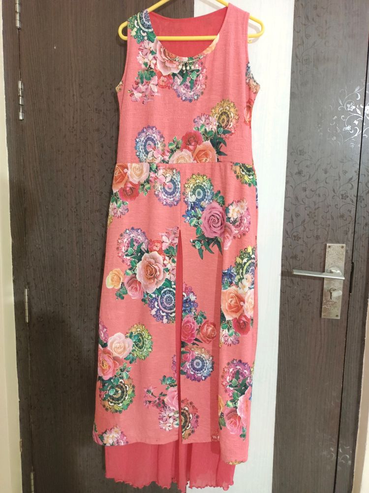 Western Floral Gown(Long) Pinkish Colour