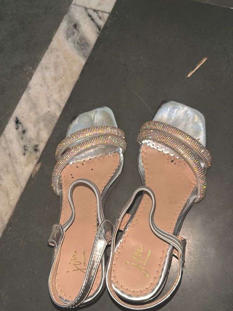 Elegant Silver Rhinestone Heels