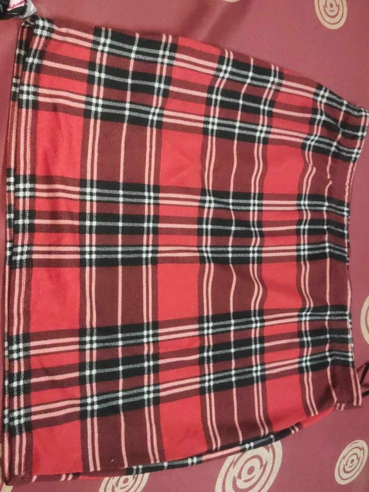 Red Plaid Mini Skirt