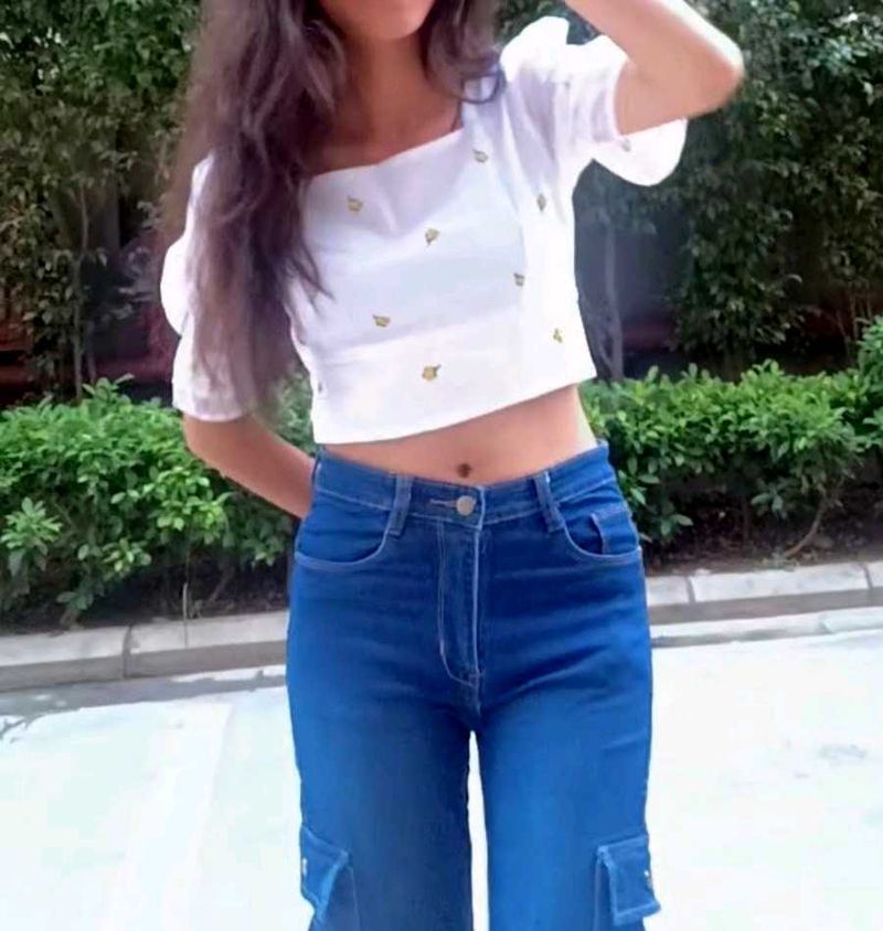 Cute White Cropped Top