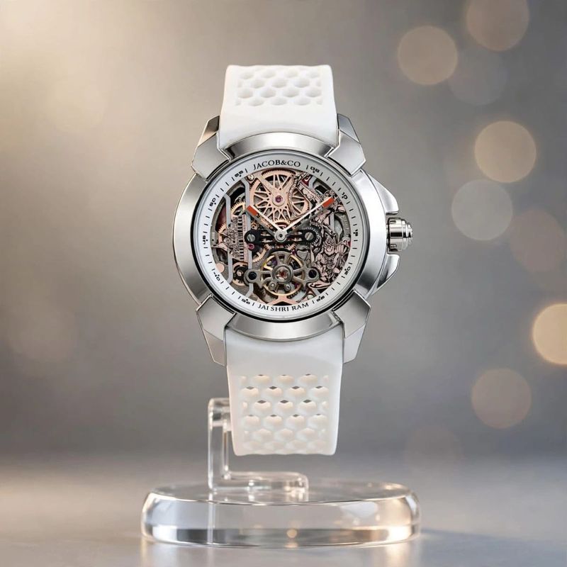 JACOB&amp;CO Skeleton Watch White Strap
