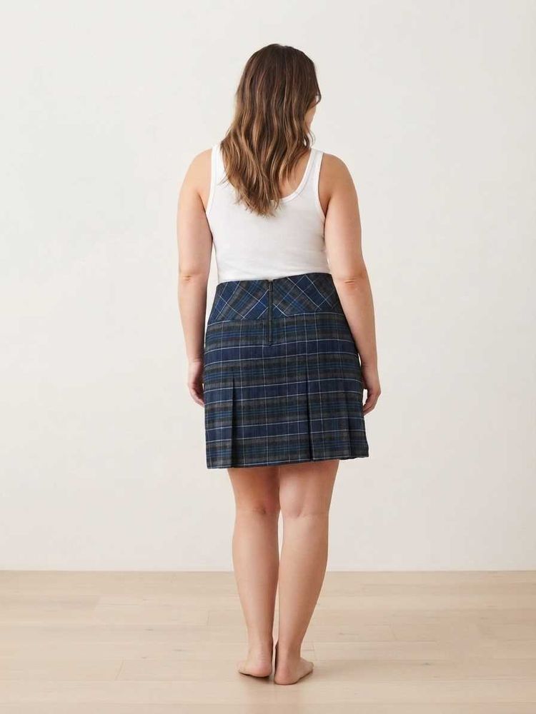 Imported Plaid Pleated Mini Skirt Size 32