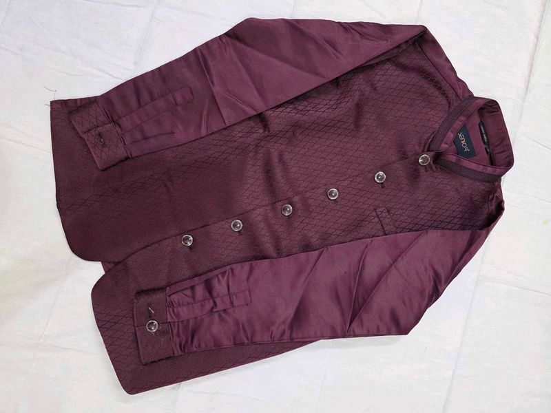 Men's Maroon Ethnic Waistcoat Set