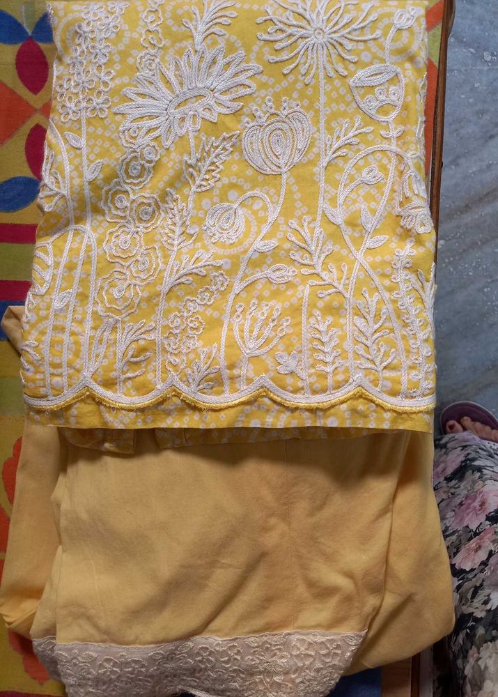 Yellow Embroidered Kurta Set