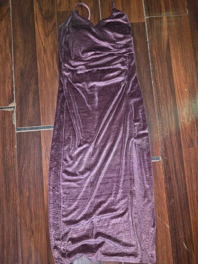 Velvet Midi Dress with Slit