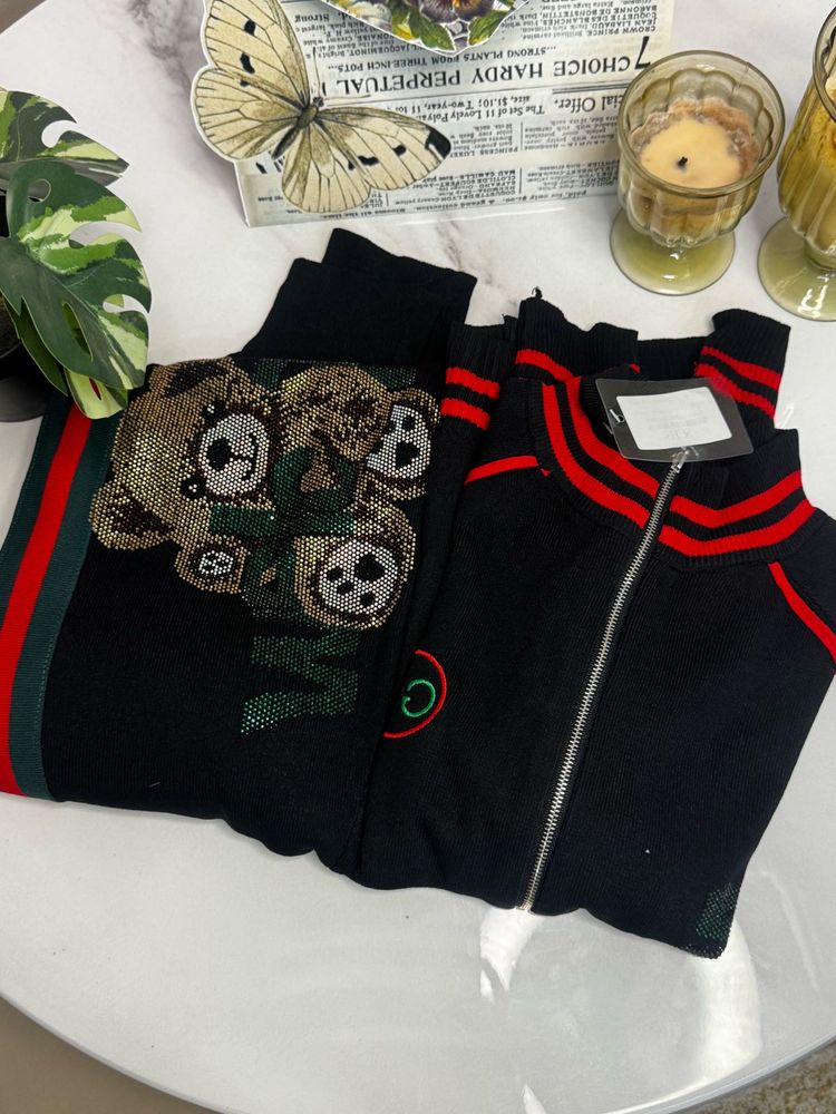 Designer Knit Sweater with Teddy Bear Embellishmen