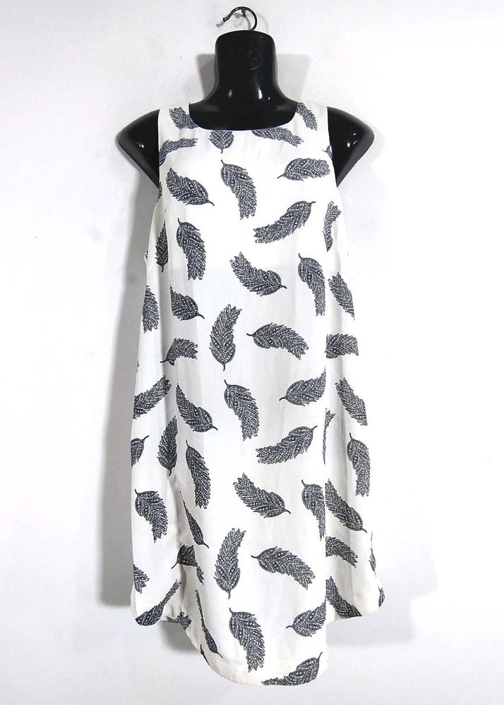 Off White With Black Printed Dress (Women's)