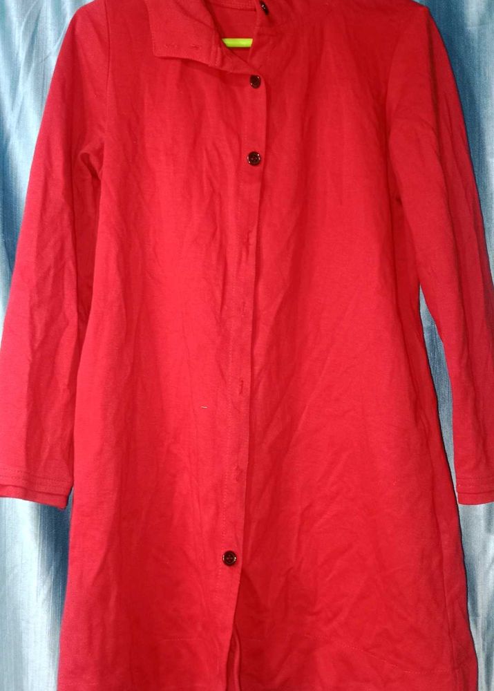 Red Button-Down Coat