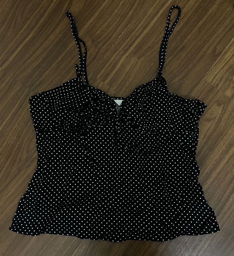 H&amp;M Black &amp; White Polka Dot Cami Top