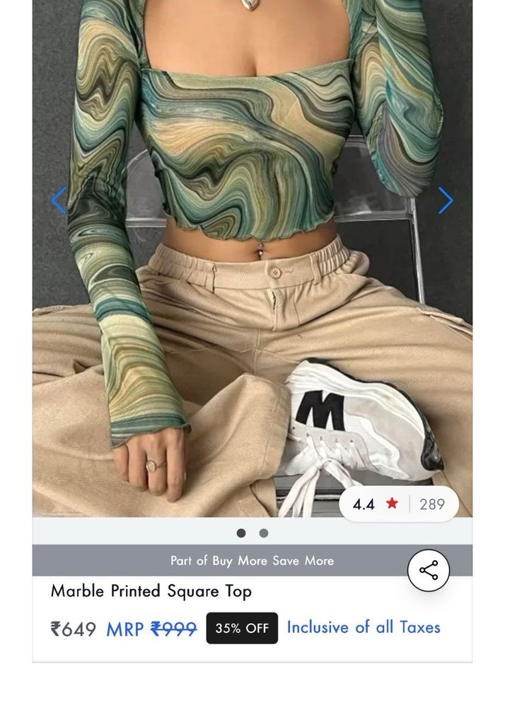 Marble Printed Square Neck Top