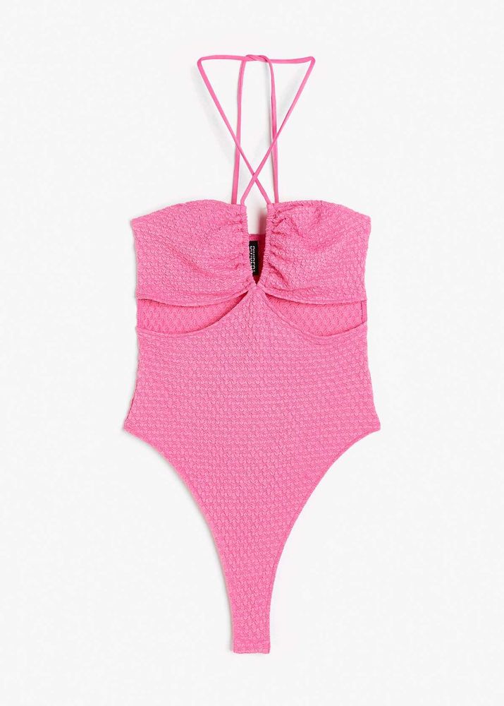 Pink Textured Bikini Top barbie collection
