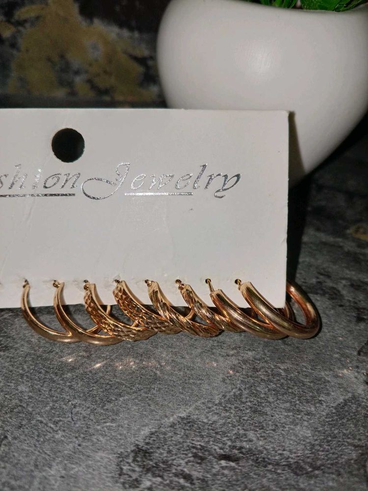 Set of 6 Gold Hoop Earrings