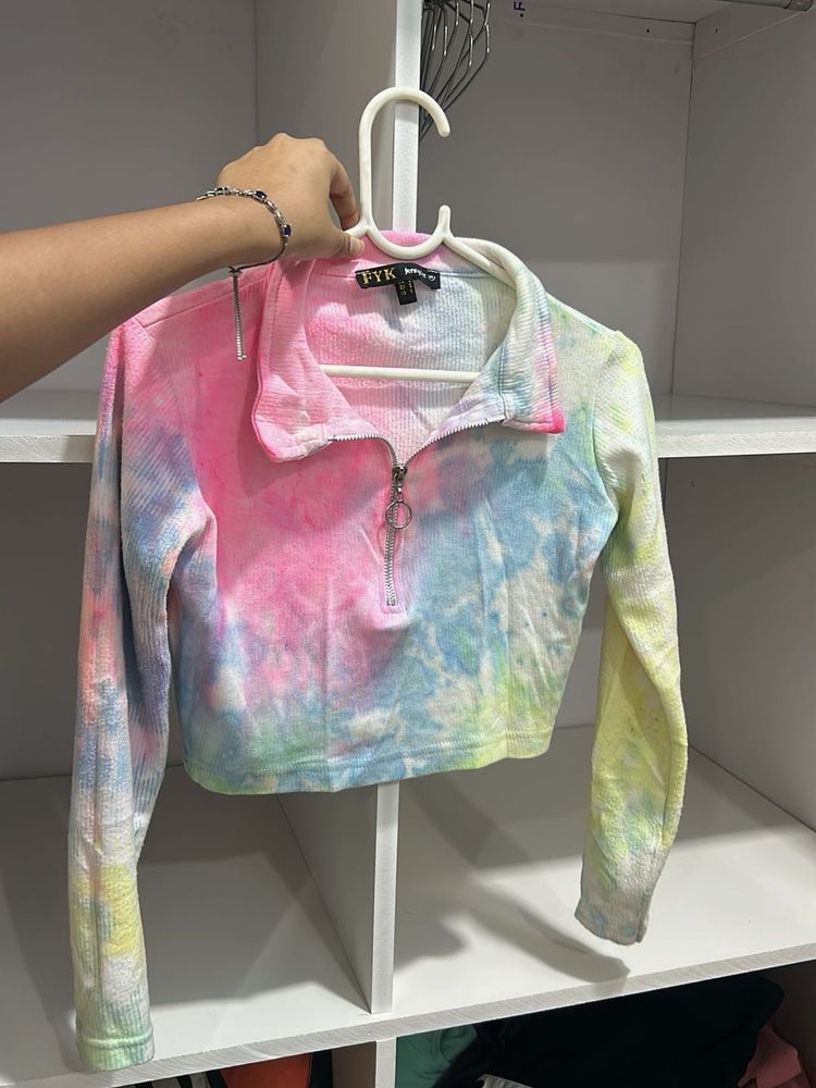 Tie Dye Cropped Pullover
