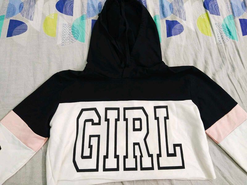 Crop Hoodie with "GIRL" Print