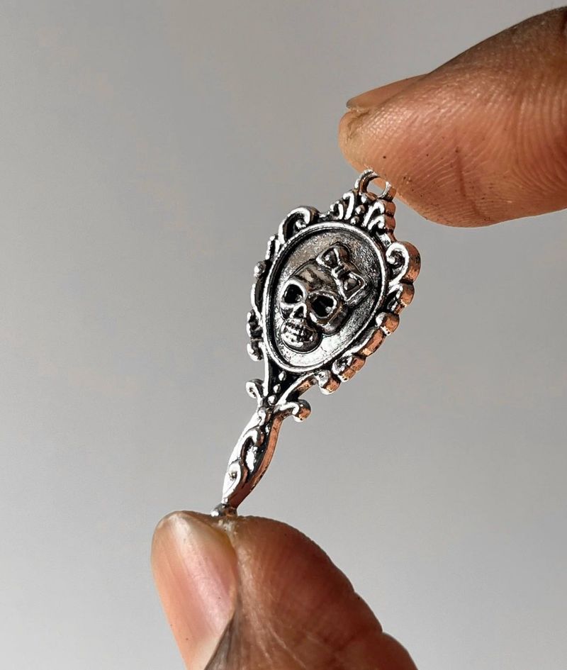Gothic Skull Mirror Charm Pendant