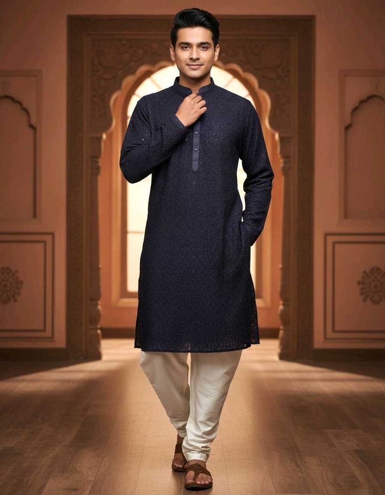 Purple  Embroidered Kurta Set